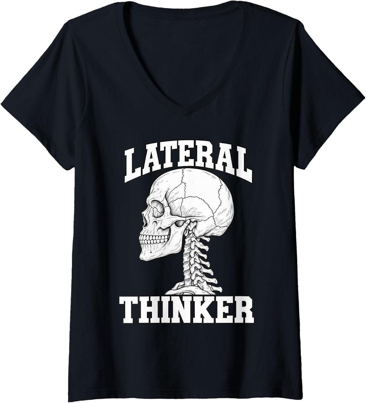 Women's Radiology Tech Lateral Thinker Technologist Funny V-Neck T-Shirt - Black