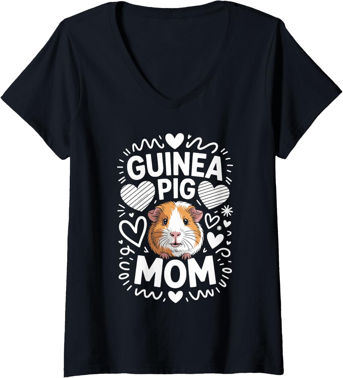 Women's Guinea Pig Mom Guinea Pigs V-Neck T-Shirt - Black