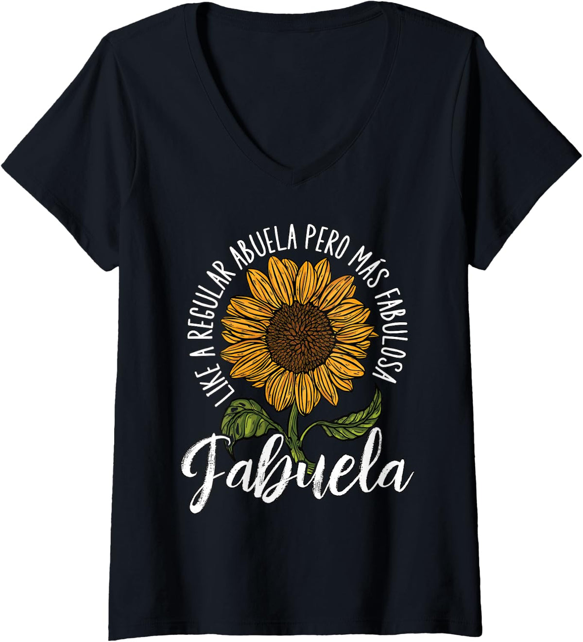 Women's The Fabulous Abuela Para Fabuela Mothers Day Abuelita V-Neck T-Shirt - Black