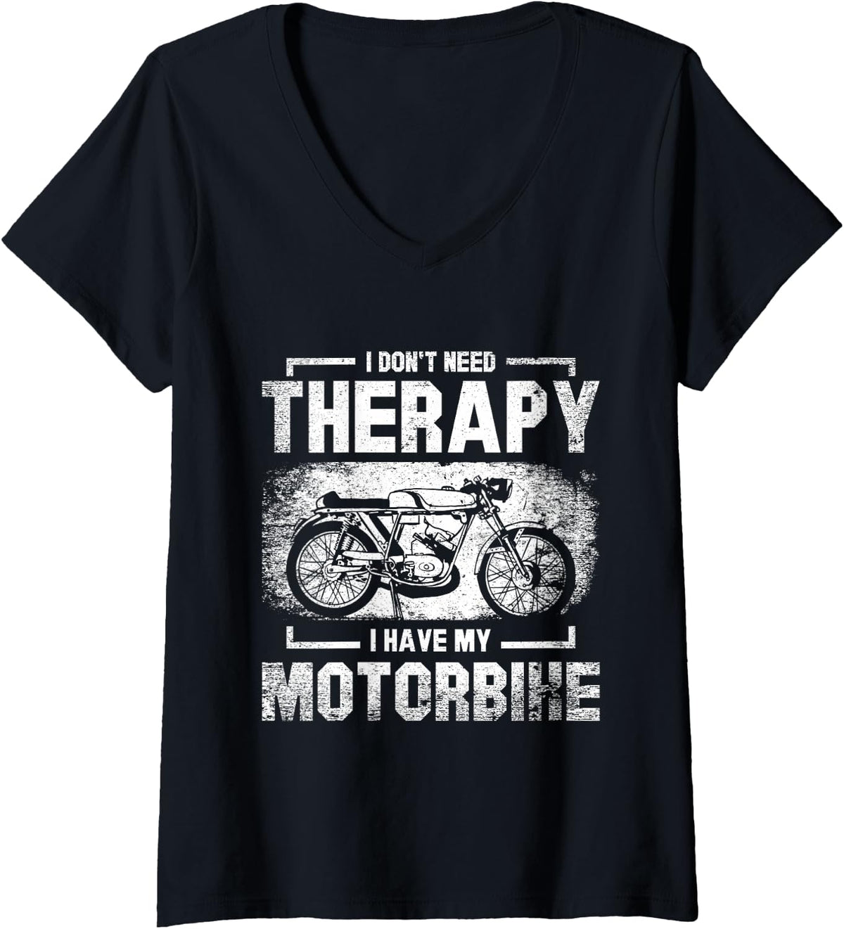 Women's Don't Need Therapy Motorcycling Motorbikes Motorcycles Biker V-Neck T-Shirt - Black