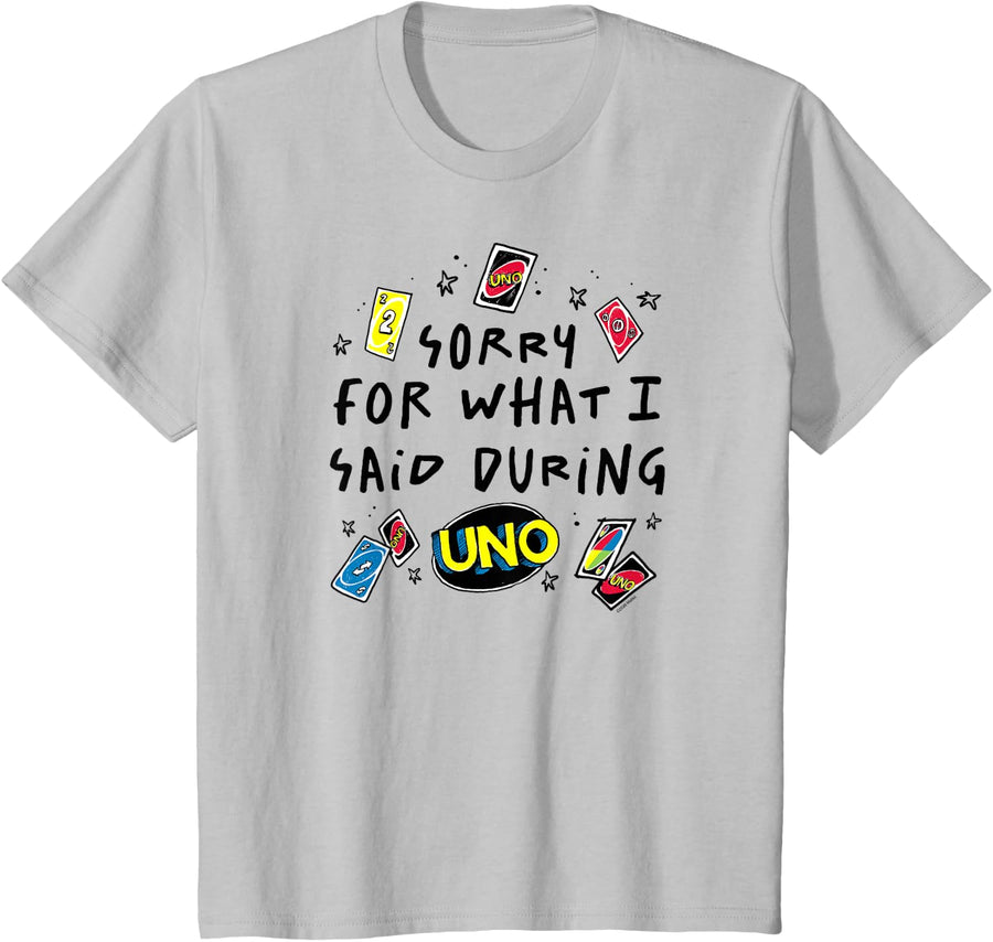 Mattel - UNO -Sorry for What I Said During The Game T-Shirt - Silver Grey