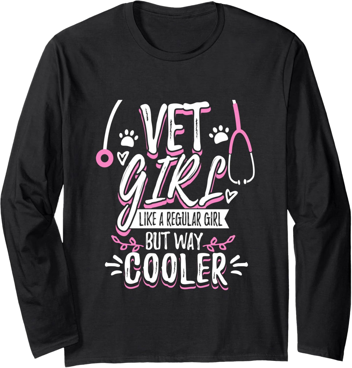 Vet Tech Student Design for Veterinarian - Vet Girl Long Sleeve T-Shirt - Adult Unisex Black