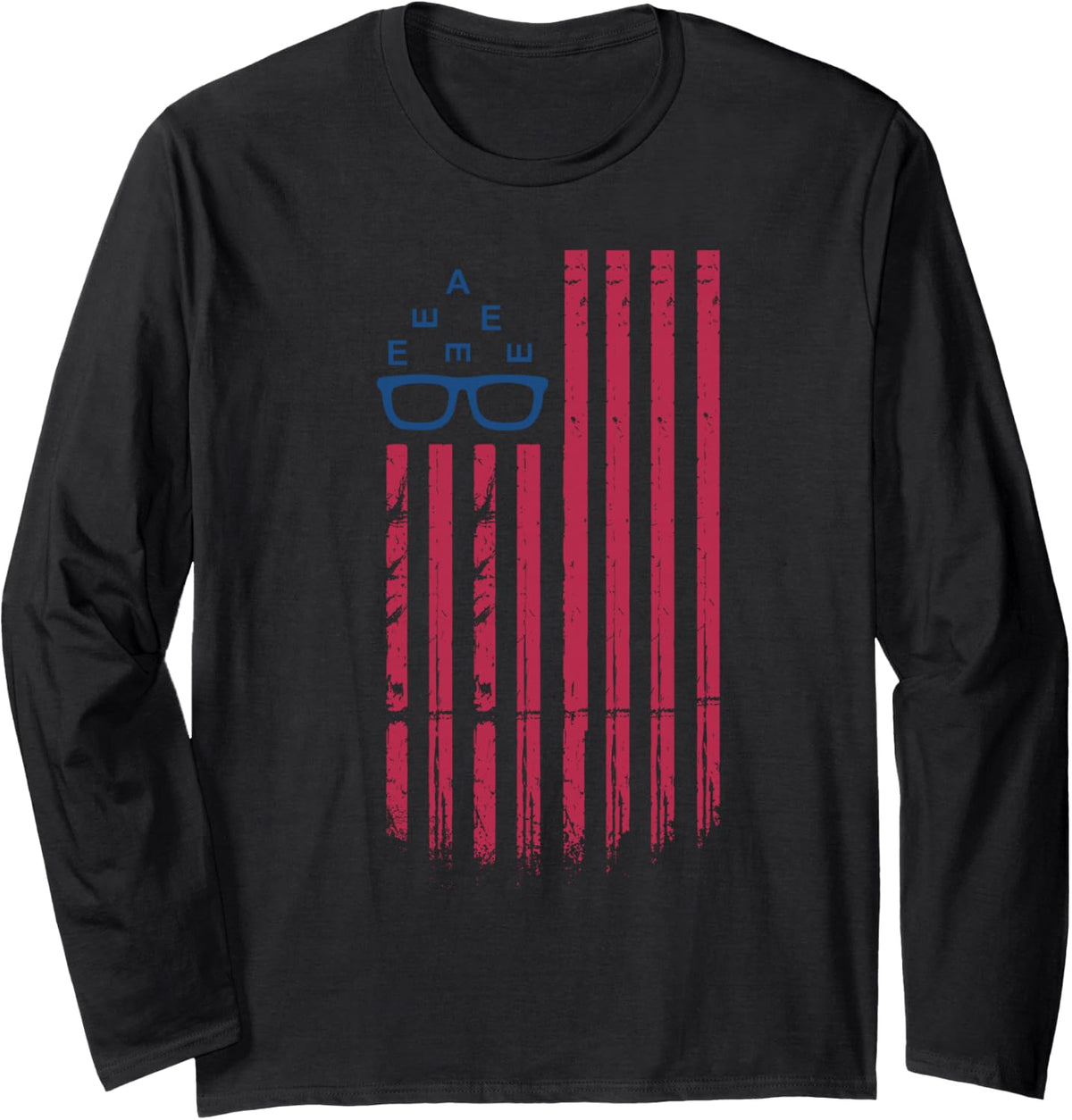 Retro Optometrist USA Flag 4th of July Sight Squad Eye Dr Long Sleeve T-Shirt - Adult Unisex Black
