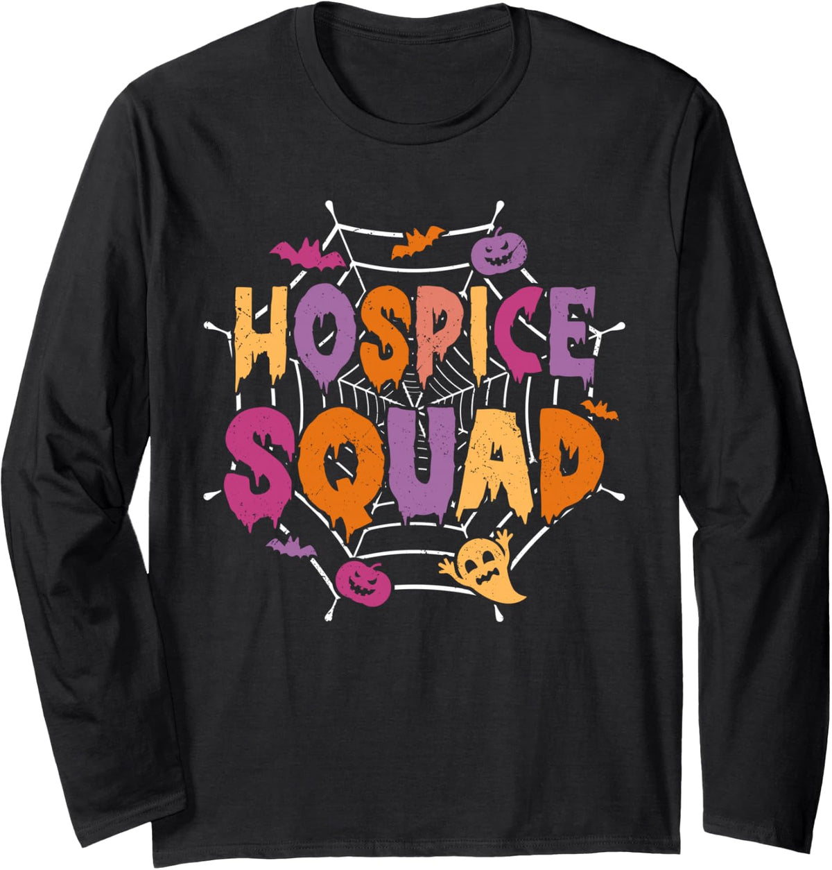 Halloween Hospice Squad Matching Nurse Long Sleeve T-Shirt - Adult Unisex Black