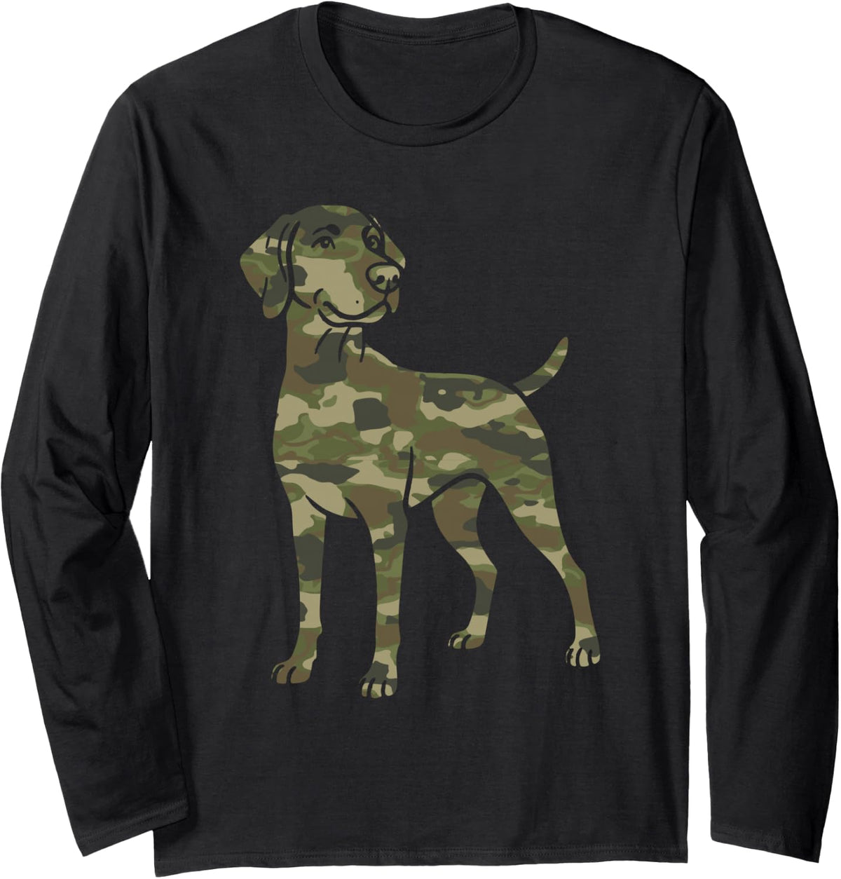 German Shorthaired Pointer Camouflage GSP Long Sleeve T-Shirt - Adult Unisex Black