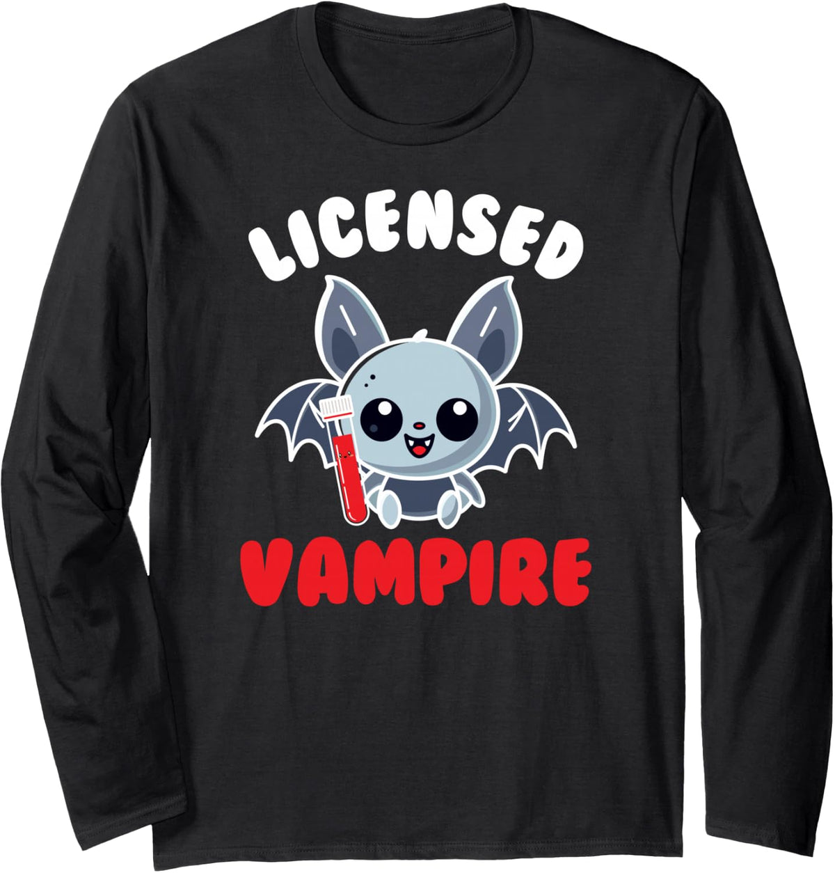 Licensed Vampire Phlebotomist Phlebotomy Long Sleeve T-Shirt - Adult Unisex Black