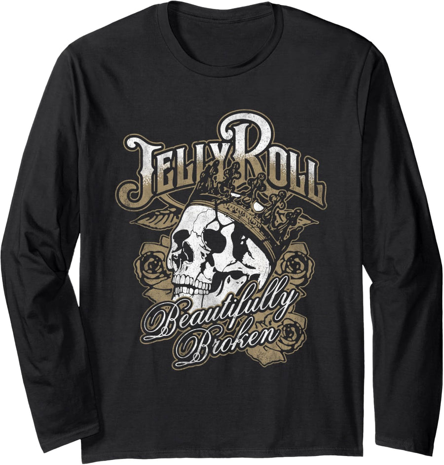 Jelly Roll - Beautifully Broken Long Sleeve T-Shirt - Adult Unisex Black