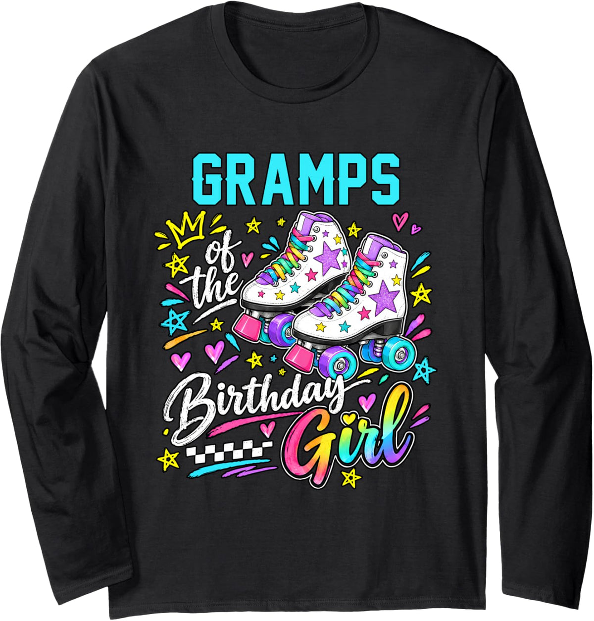 Family Gramps of The Birthday Girl Rolling Skate Long Sleeve T-Shirt - Adult Unisex Black