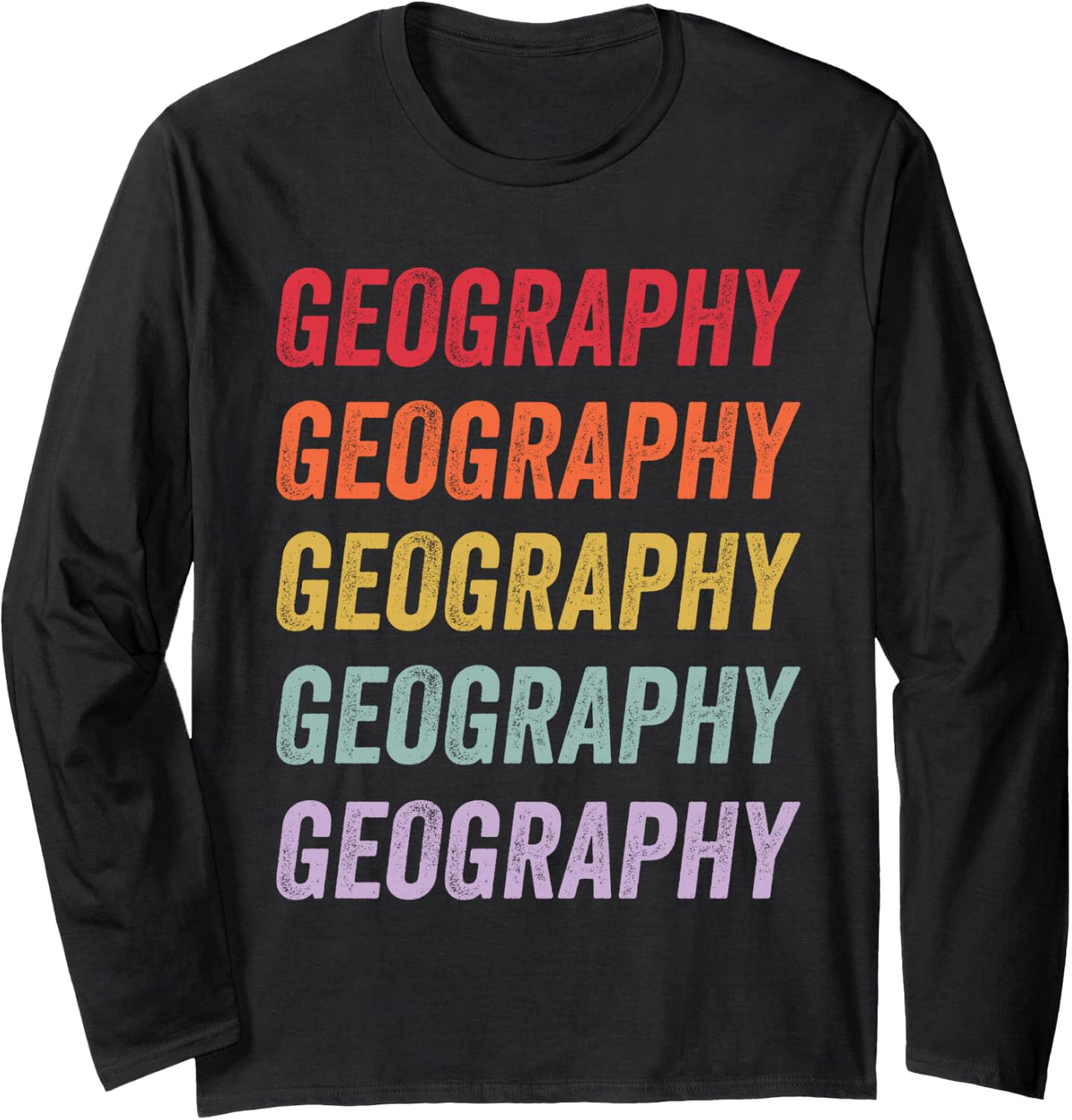 Geography Long Sleeve T-Shirt - Adult Unisex Black