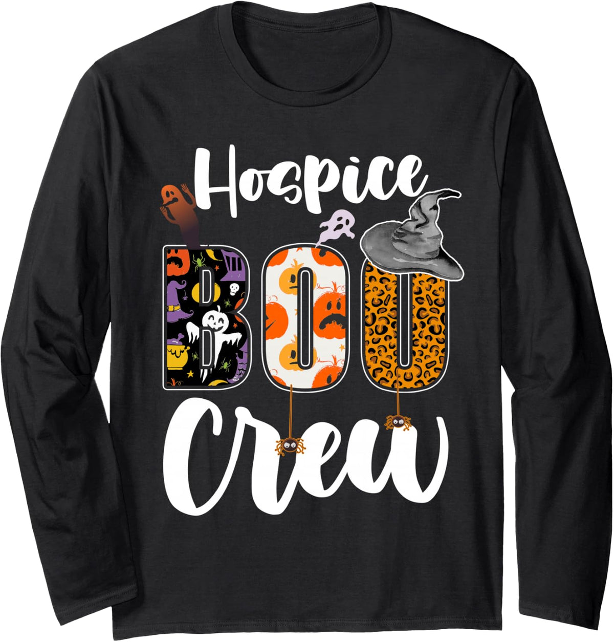 Hospice Boo Crew Halloween Costume Matching Long Sleeve T-Shirt - Adult Unisex Black