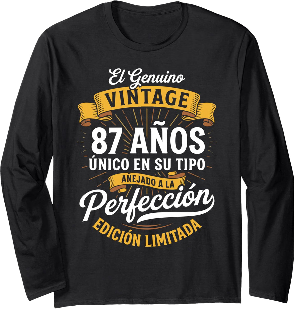 Vintage 87th Birthday Men Funny 87 Birthday Spanish Long Sleeve T-Shirt - Adult Unisex Black