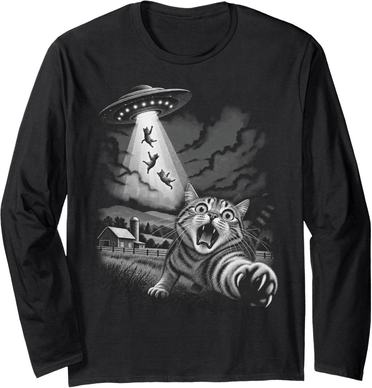 Farm Scene Long Sleeve T-Shirt - Adult Unisex Black