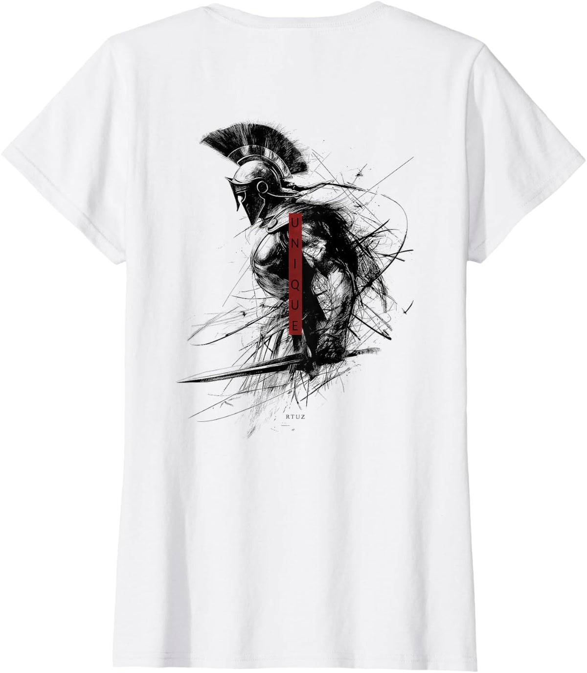 Back Print Spartan Helmet Warrior Y2K Streetwear Women Men T-Shirt - White