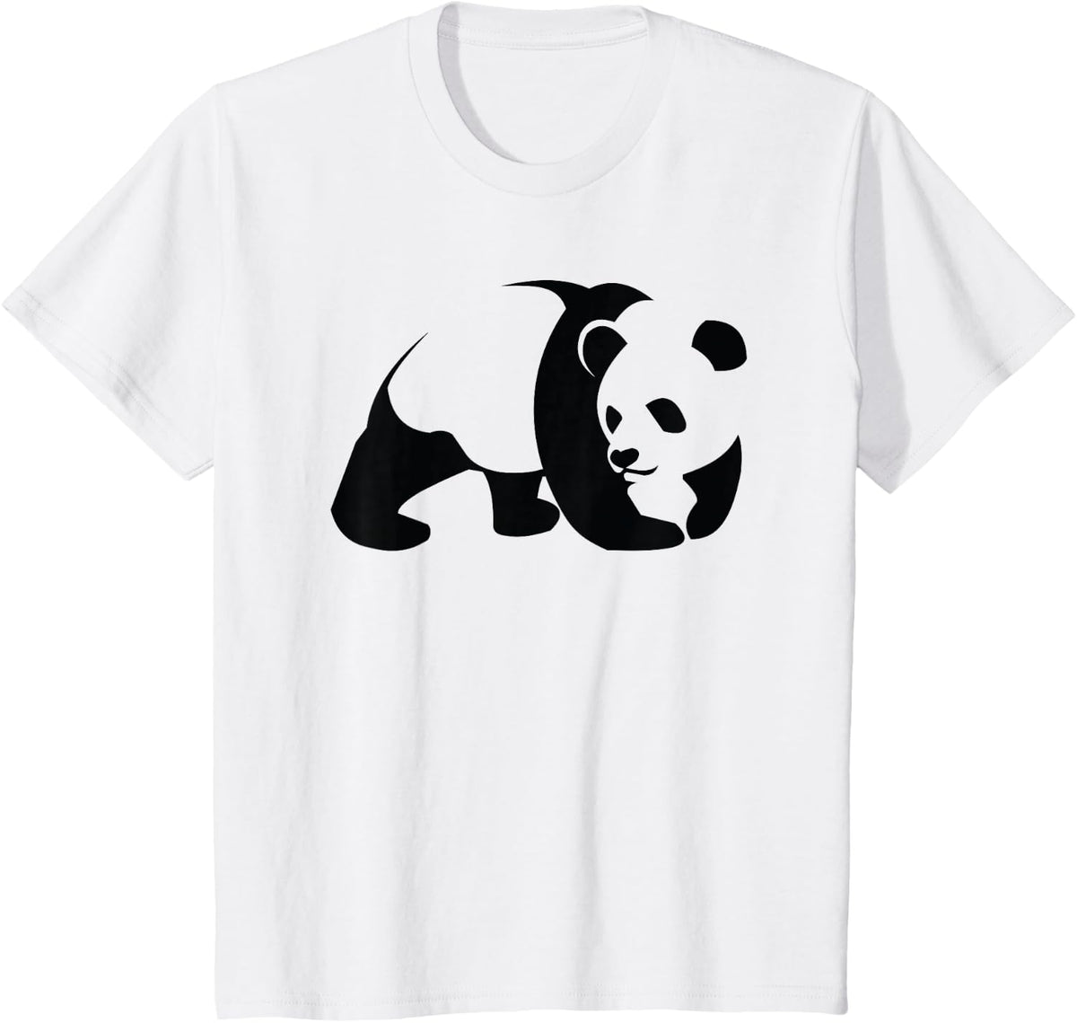 Cute Panda Minimalist Art Tee Black White Animal T Shirt for Men Women - White