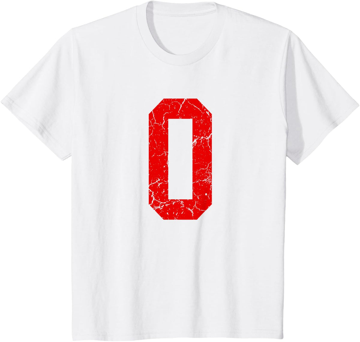 Distressed Red Number 0 Jersey Player Uniform #0 T-Shirt - White