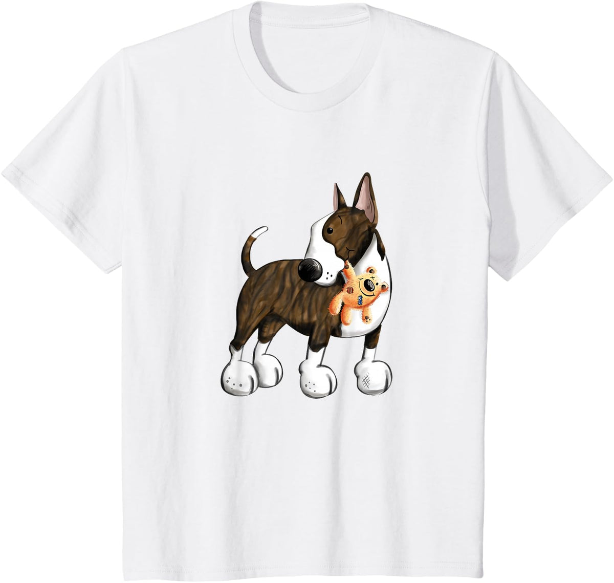 Funny Bull Terrier With Dog Toy for Dog Lovers T-Shirt - White