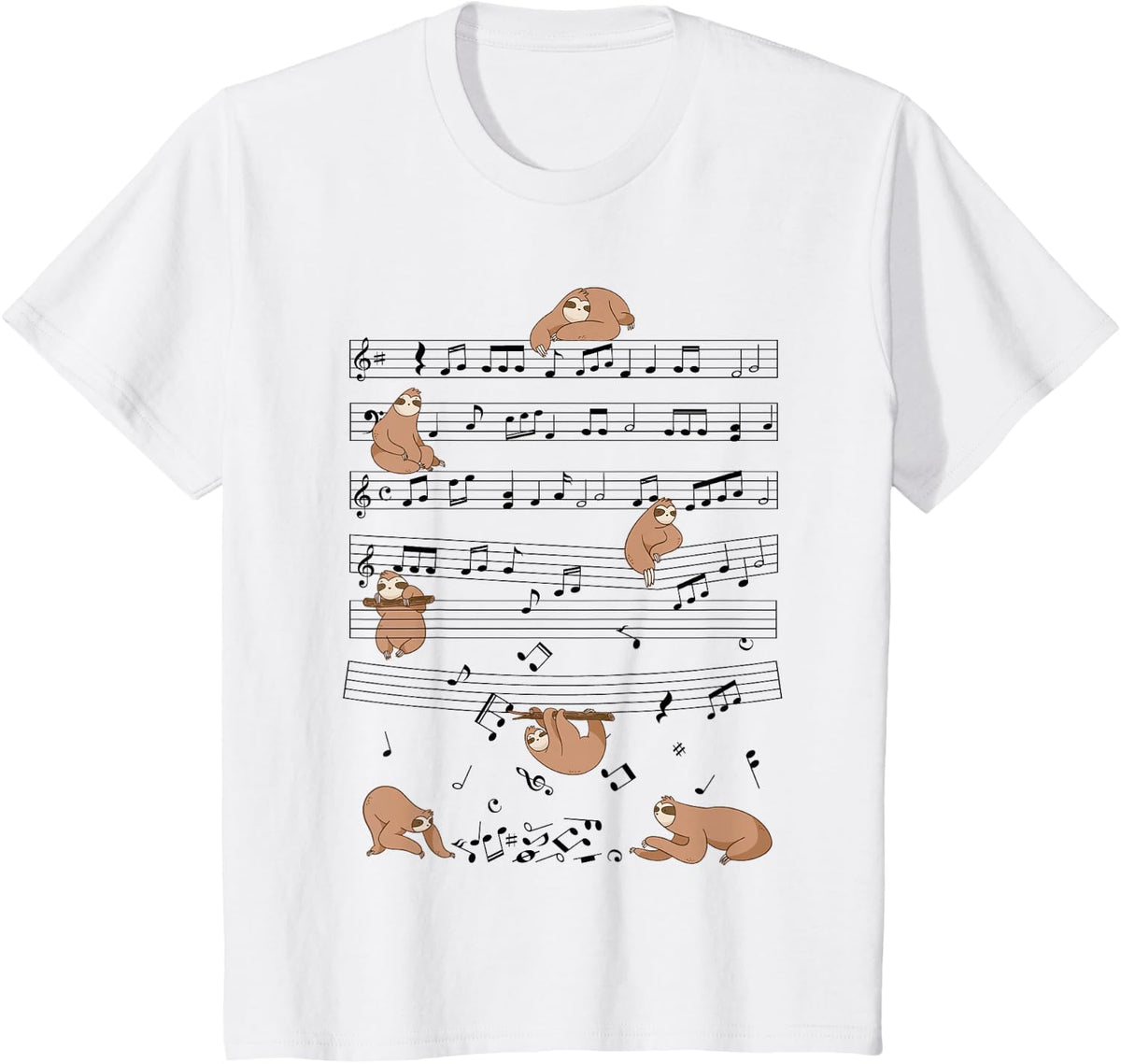 Sloth Musical Note Sheet Music Sheet Musicians T-Shirt - White