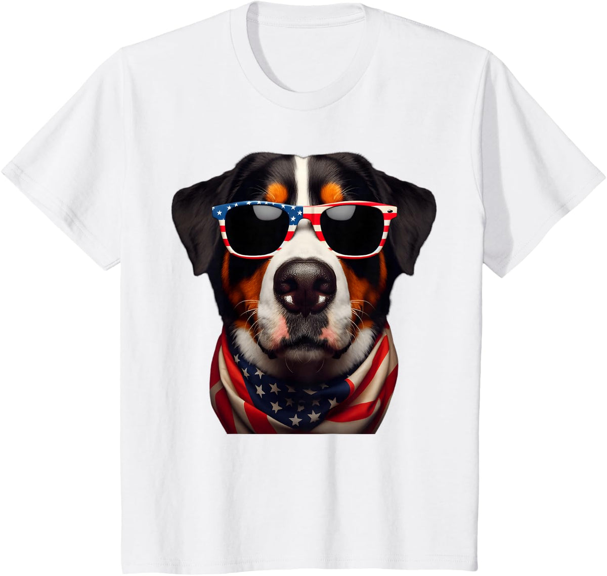 Greater Swiss Mountain Dog 4th Of July American Independence T-Shirt - White