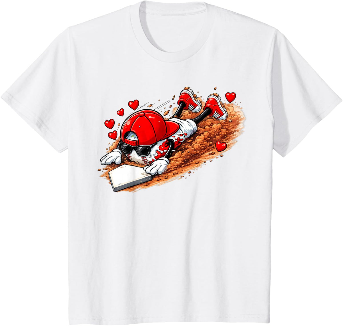 Baseball Valentine's Day Drip Ice Cream Team T-Shirt - White