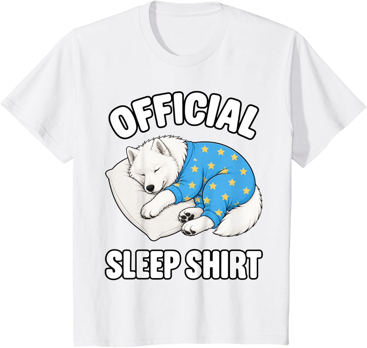 Samoyed Sleeping in Pajamas Official Sleepshirt Cute T-Shirt - White