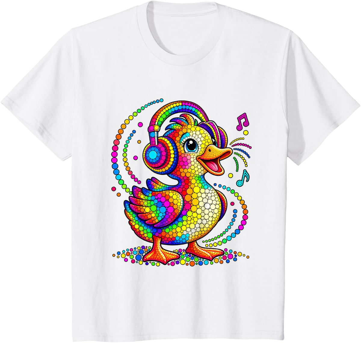 Funny Duck Dots Art Animal Lovers Boys Girls Students T-Shirt - White