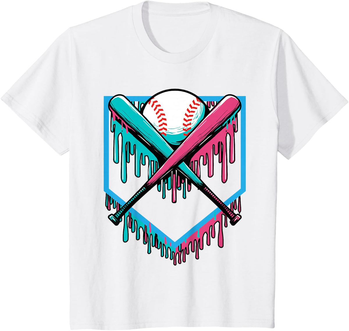 Baseball Drip Sprinkles Baseball Bat And Ball Baseball Drip T-Shirt - White
