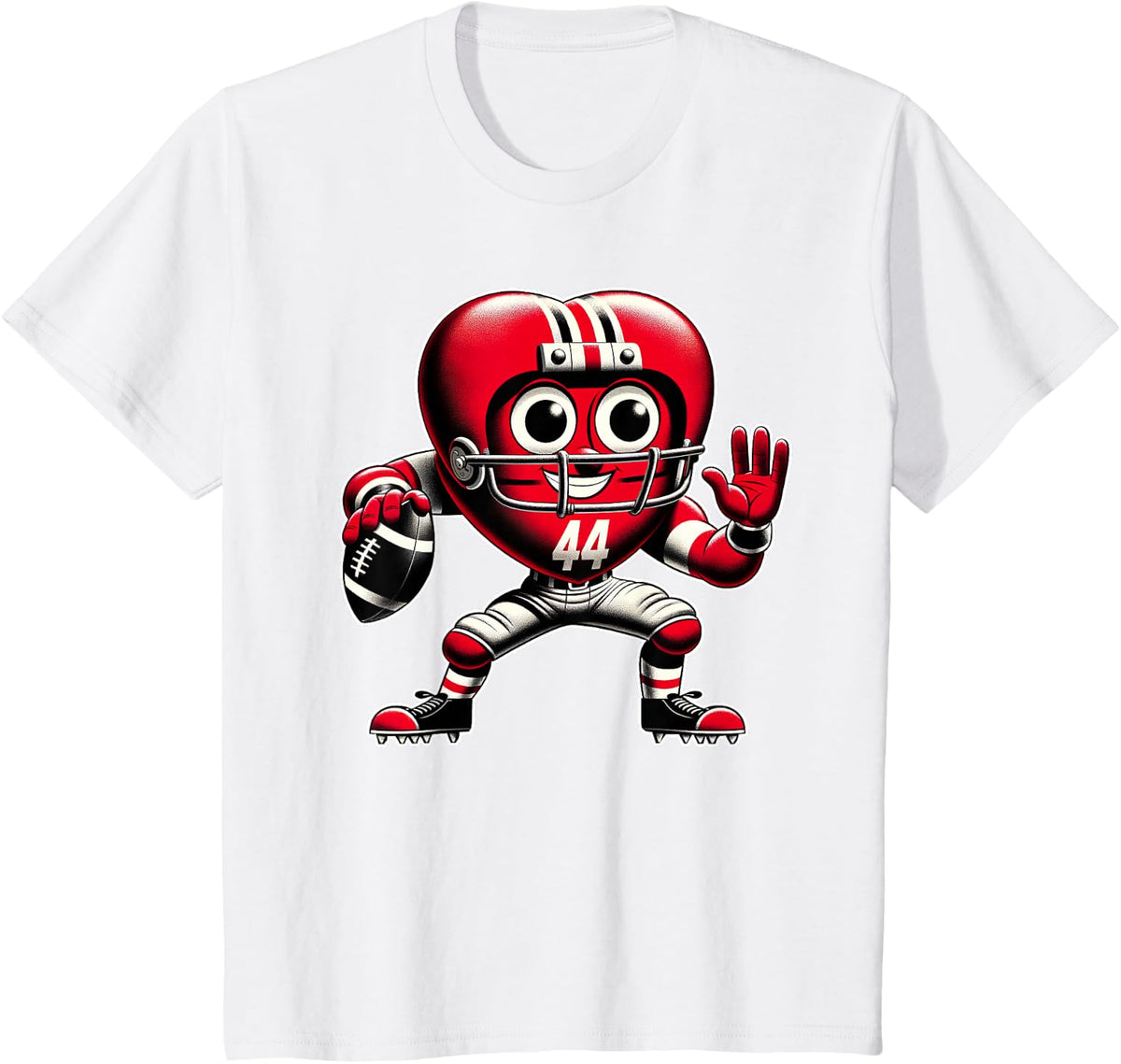 Valentine's Day Heart Retro Football Quarterback T-Shirt - White