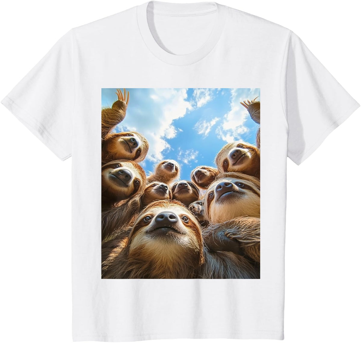 I Love Sloths Funny Sloth Face Sloth Selfie T-Shirt - White
