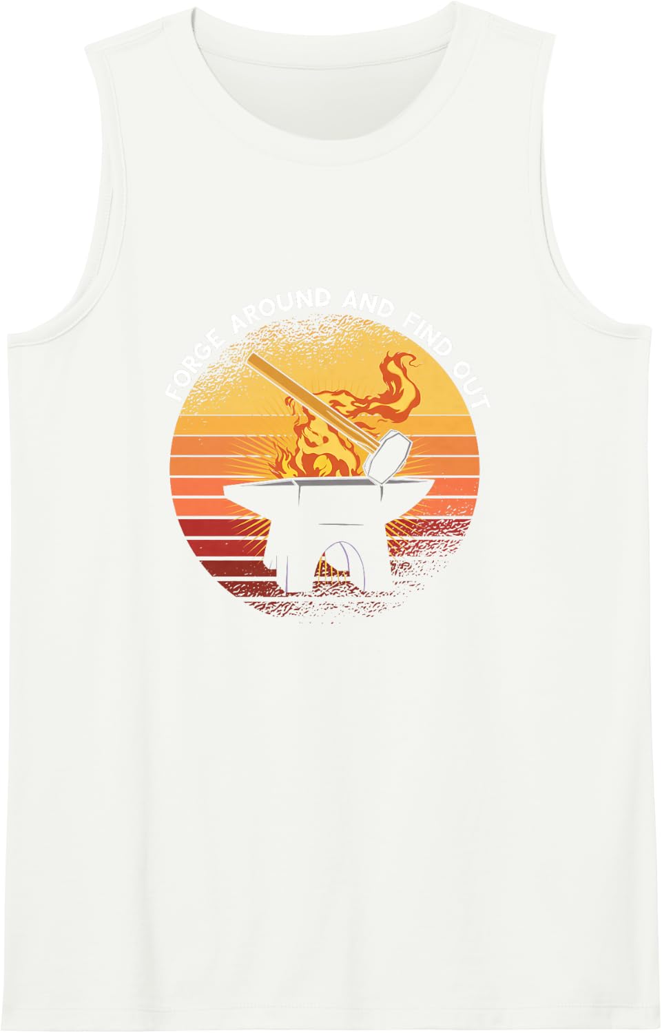 Forge Tools Retro Sunset Forged Around Blacksmith Forging Sleeveless Tank Top - White