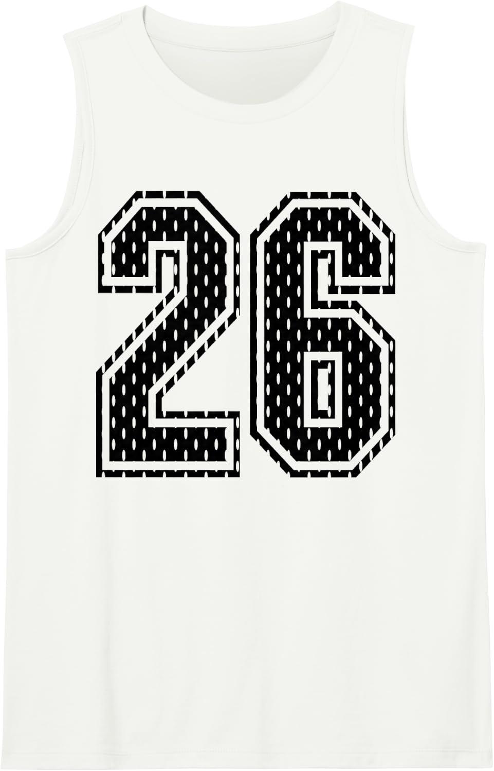 Black Number 26 Sports Fan #26 Jersey Shirt Team Player Tank Top - White