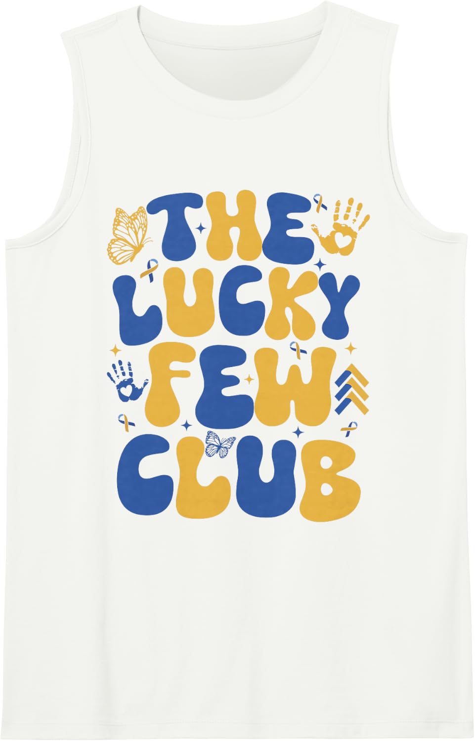 The Lucky Few Club T21 Warrior Down Syndrome Day Sleeveless Tank Top - White