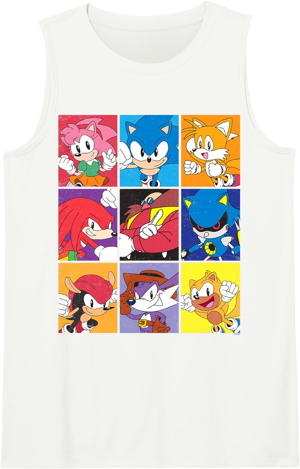 Sonic the Hedgehog Group Shot Portrait Grid Panel Tank Top - White
