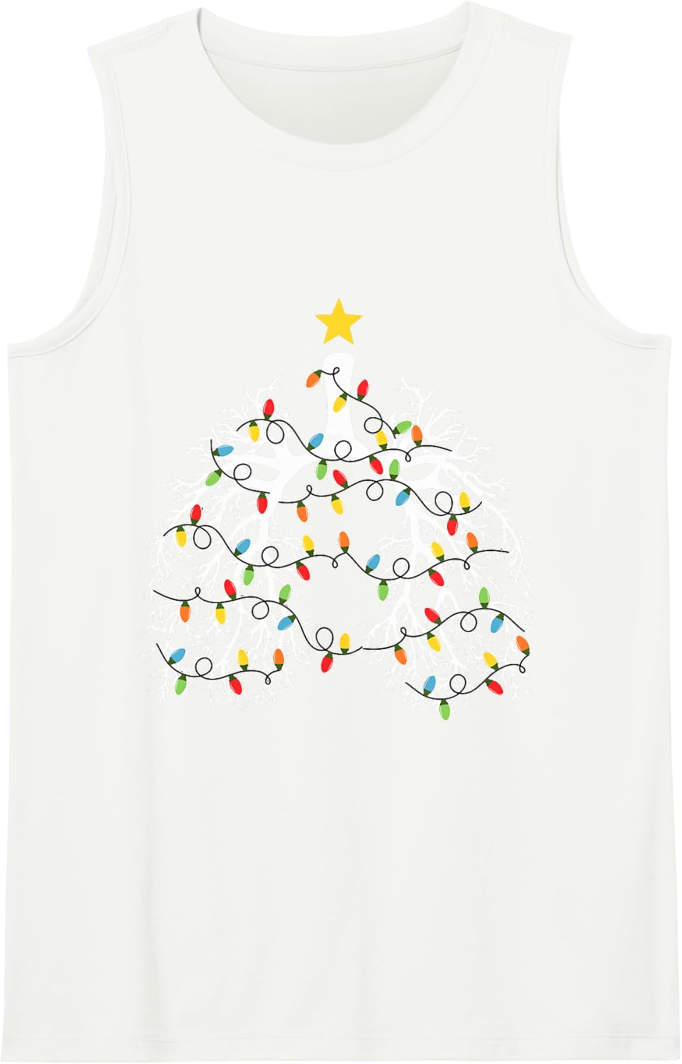 Respiratory Therapist Lung Christmas Light Sleeveless Tank Top - White