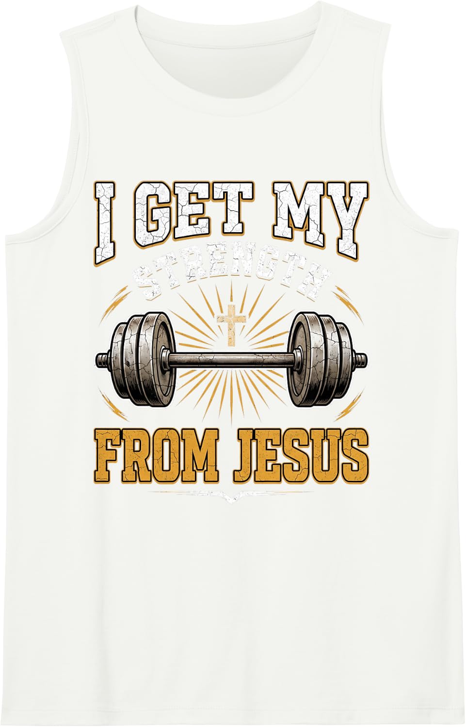 Strength from Jesus Bible Christian Workout Weightlifter Sleeveless Tank Top - White