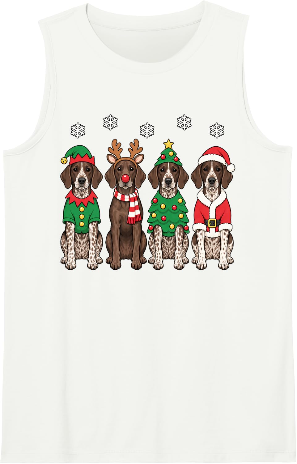 German Shorthaired Pointer Christmas Reindeer Santa GSP Dog Sleeveless Tank Top - White