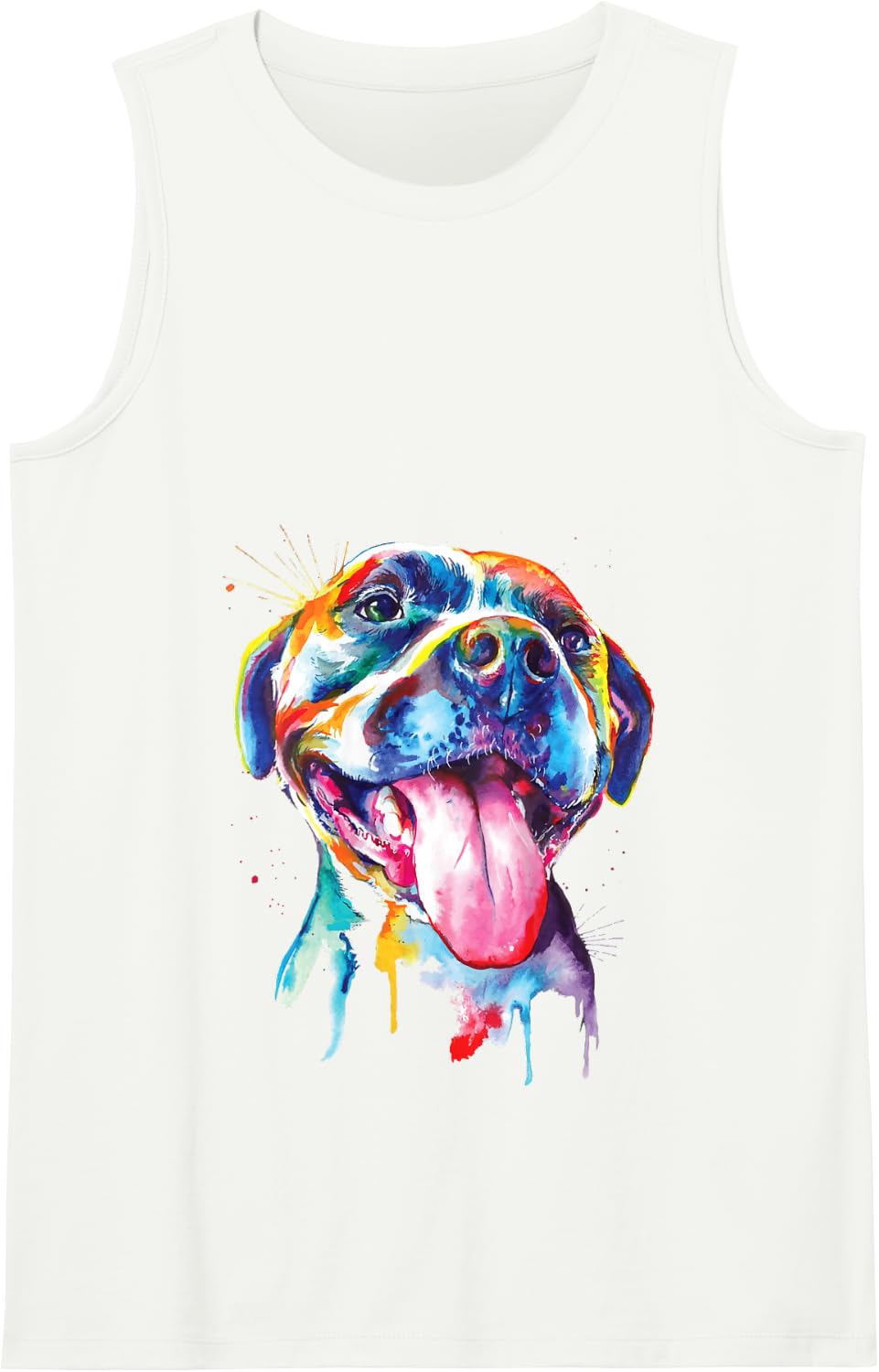 Pitbull Artistic Splash Art Animal Colourful Dog Breed Gift Tank Top - White