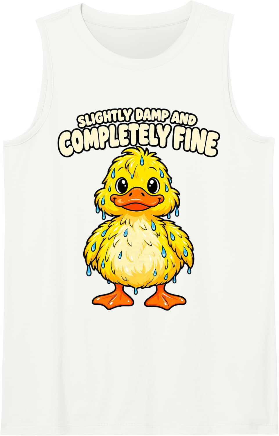 Duck Slightly Damp and Completely Fine Funny Quack Humor Men Sleeveless Tank Top - White