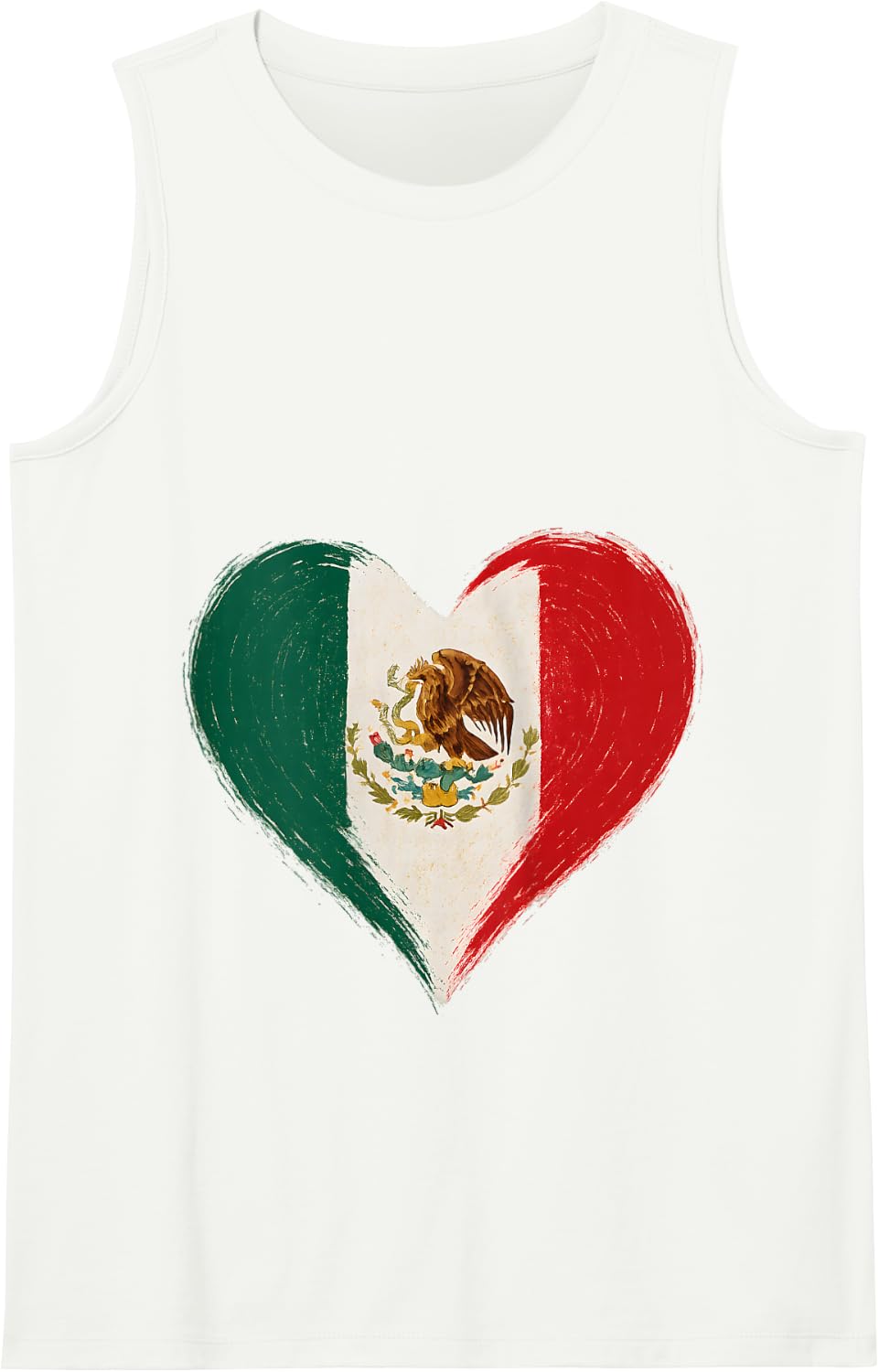 Mexican Mexico Flag Heart Tank Top - White