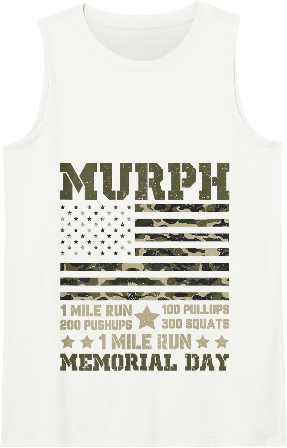 Murph 1 Mile Run 100 Pullups 200 Pushups 300 Squats 1 Mile R Tank Top - White
