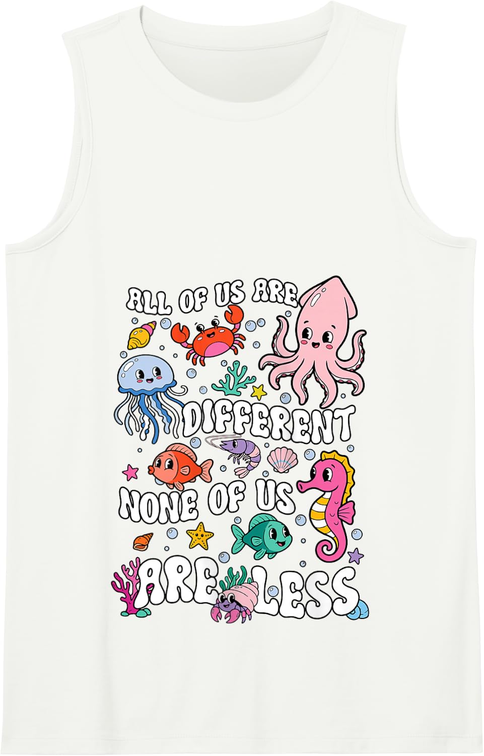 Autism Awareness Sea Animals SPED Teacher All are Different Tank Top - White