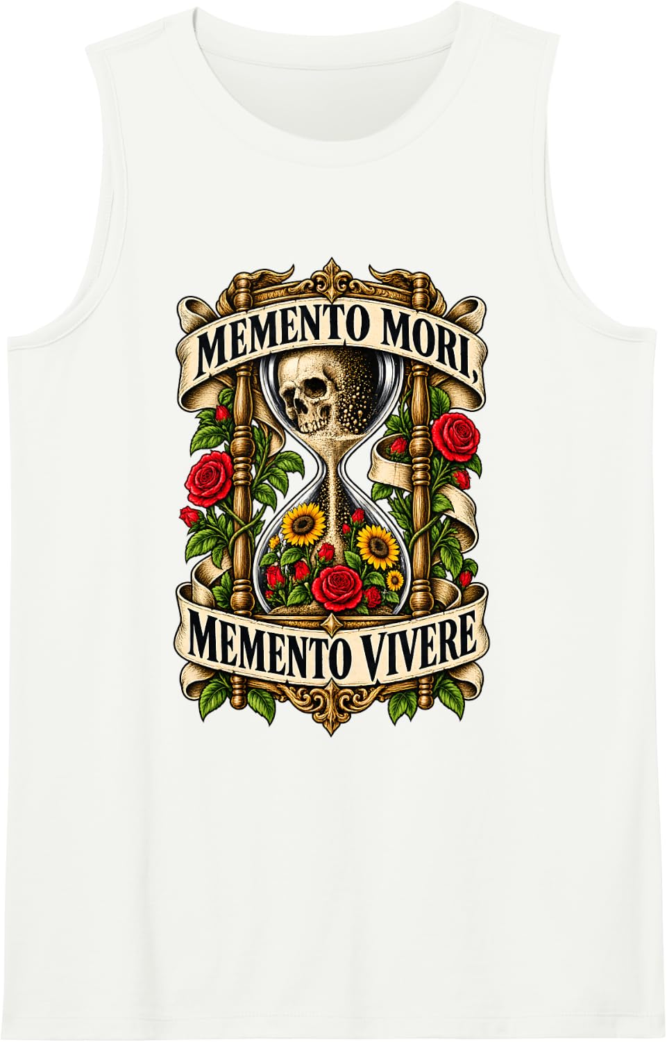 Memento Mori Memento Vivere Sleeveless Tank Top - White