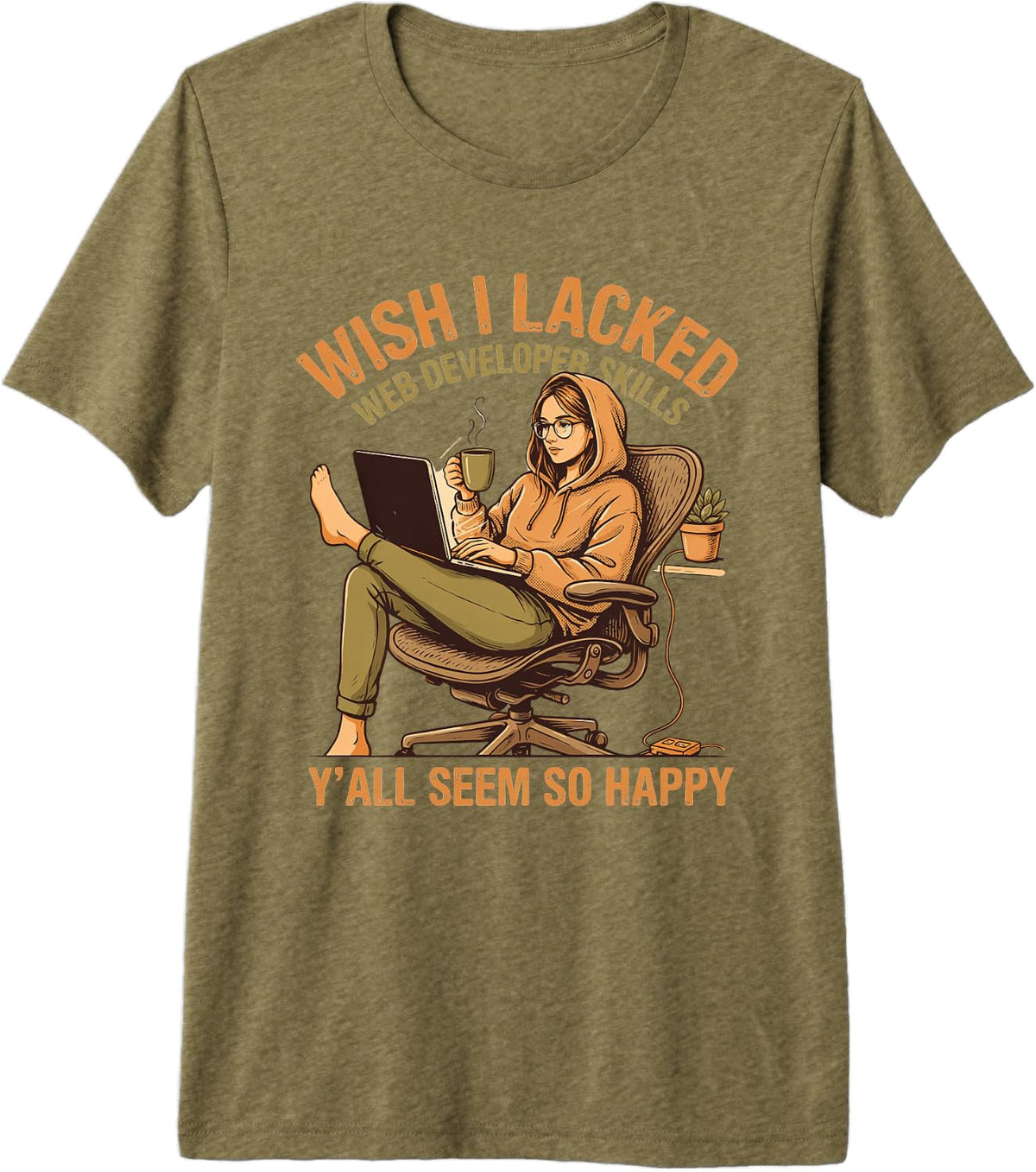 Web Developer Coder Programmer Frontend Backend Coding Premium Tri-Blend T-Shirt - Olive Green