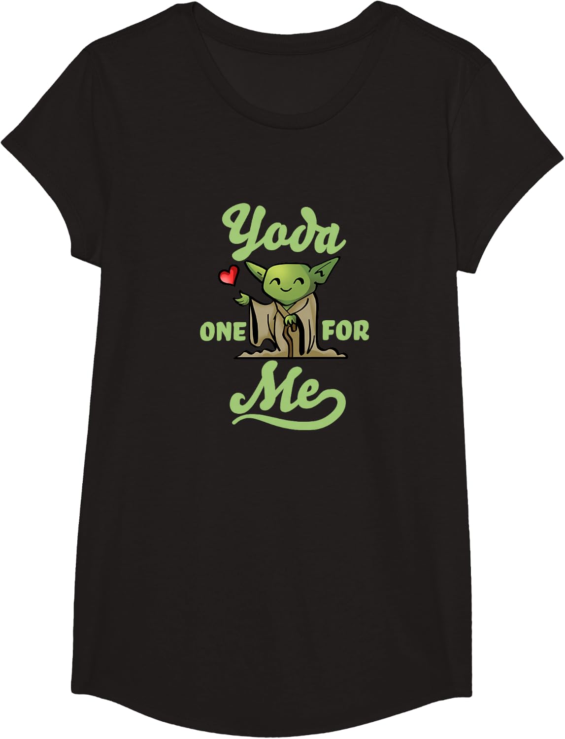 Star Wars Valentine's Day Yoda One For Me V5 T-Shirt - Girls Black
