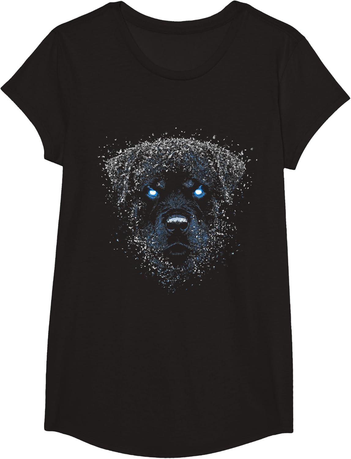 Rottweiler Dog Dad Blue Eyes Graphic T-Shirt - Girls Black