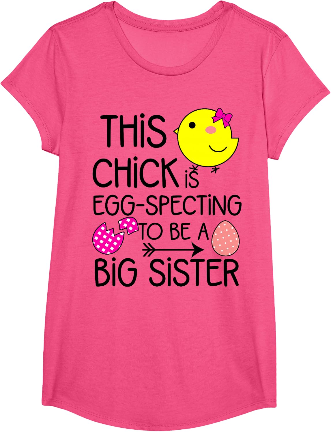 Big Sister Easter Announcement Toddler Girl Eggspecting T-Shirt - Girls Pink Heather