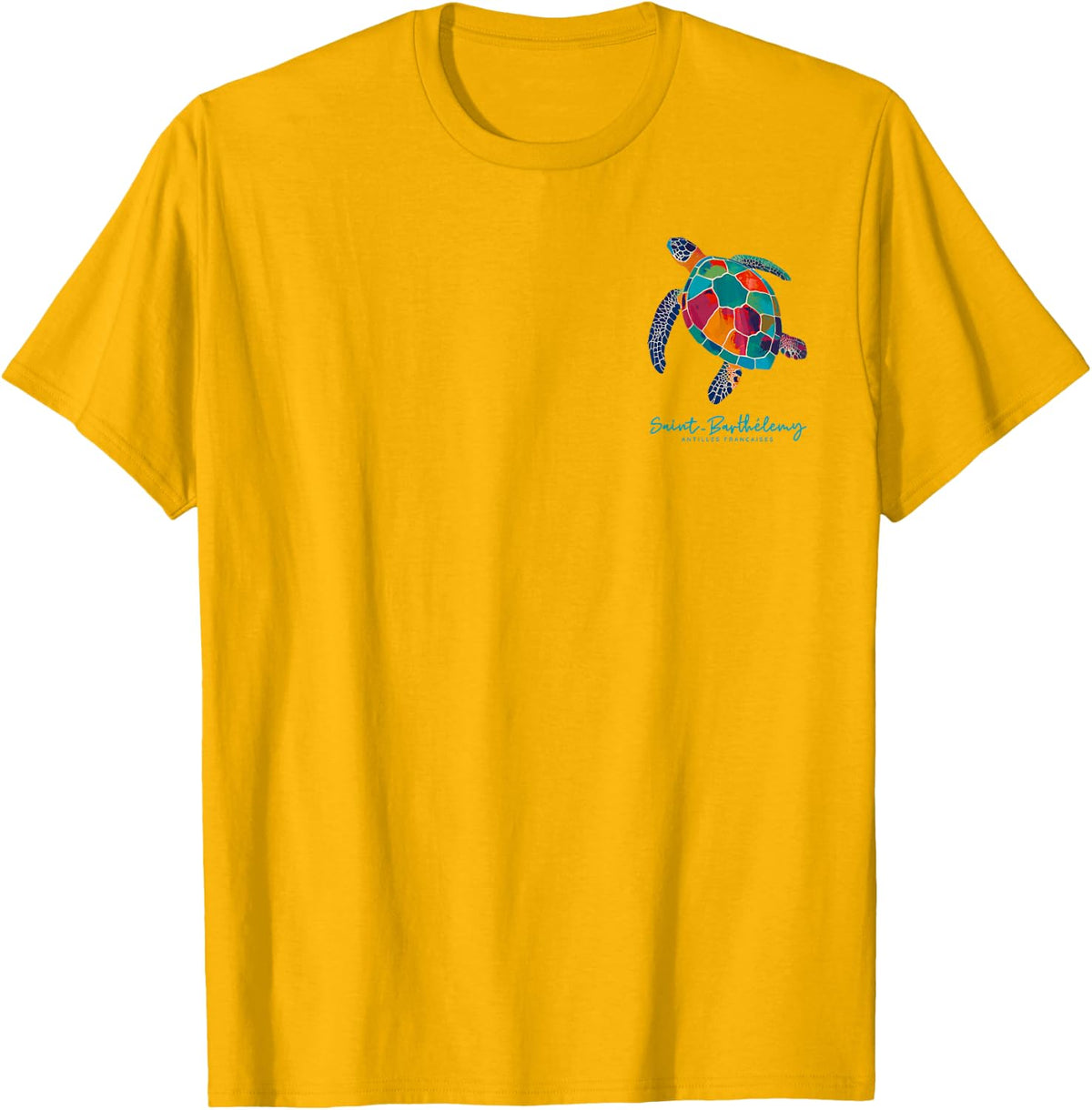 St Barts Caribbean Vintage St. Barths Ocean Sea Turtle T-Shirt - Golden Yellow