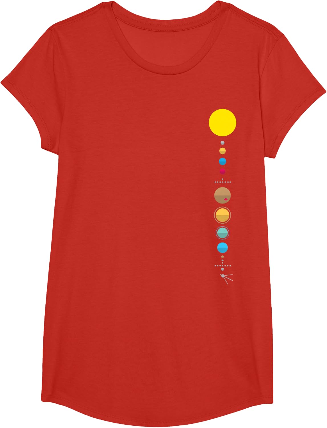 Minimalist Solar System - Astronomy Science T-Shirt - Girls Red