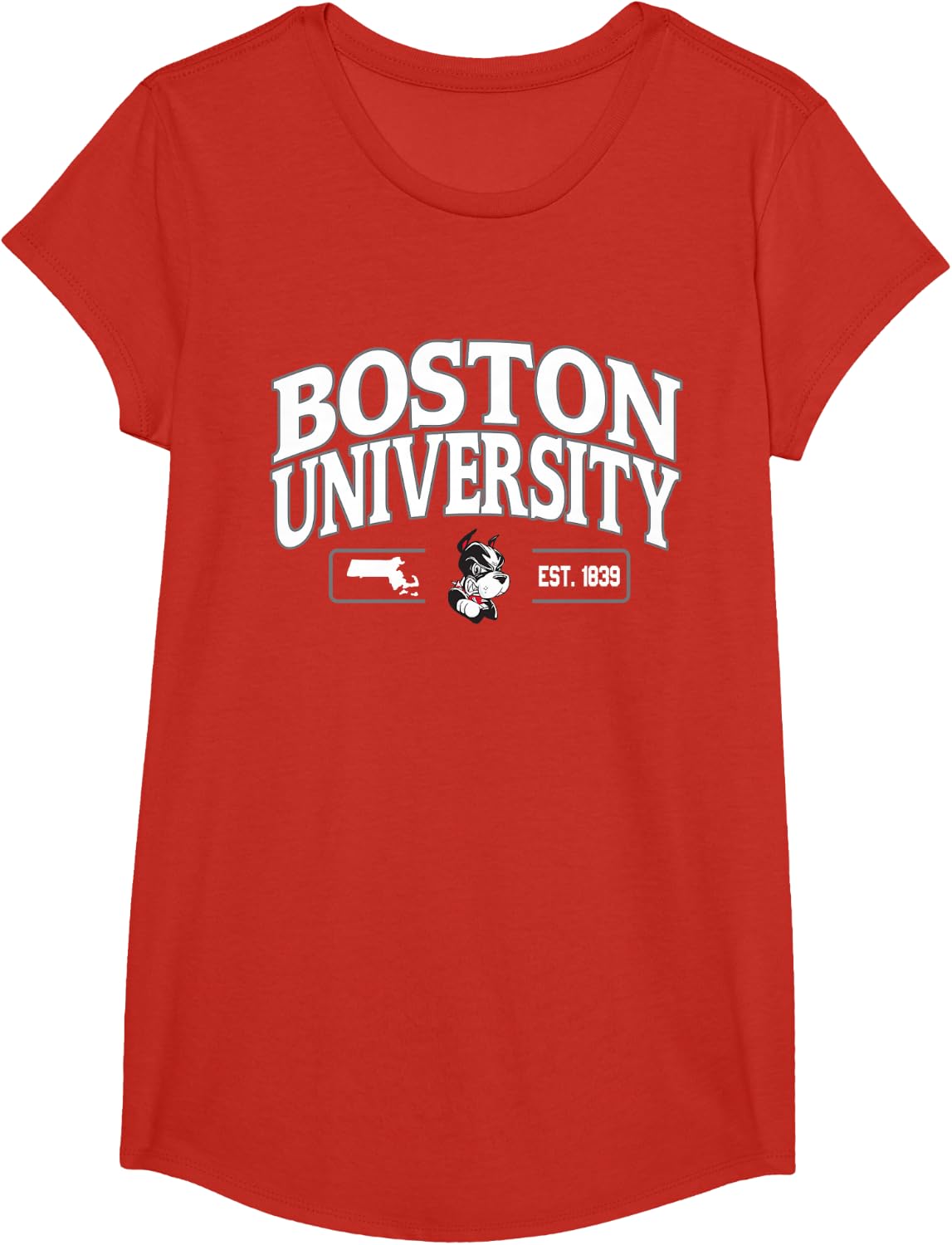 Boston Terriers Classic EST 1839 Arch Over Boston U T-Shirts and Tees for Men and Women - Girls Red