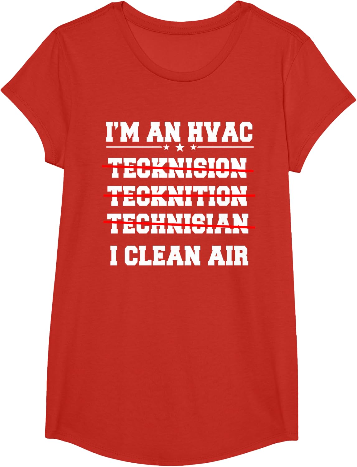 HVAC Technician Service HVACR Tech Work Mechanic Installer T-Shirt - Girls Red