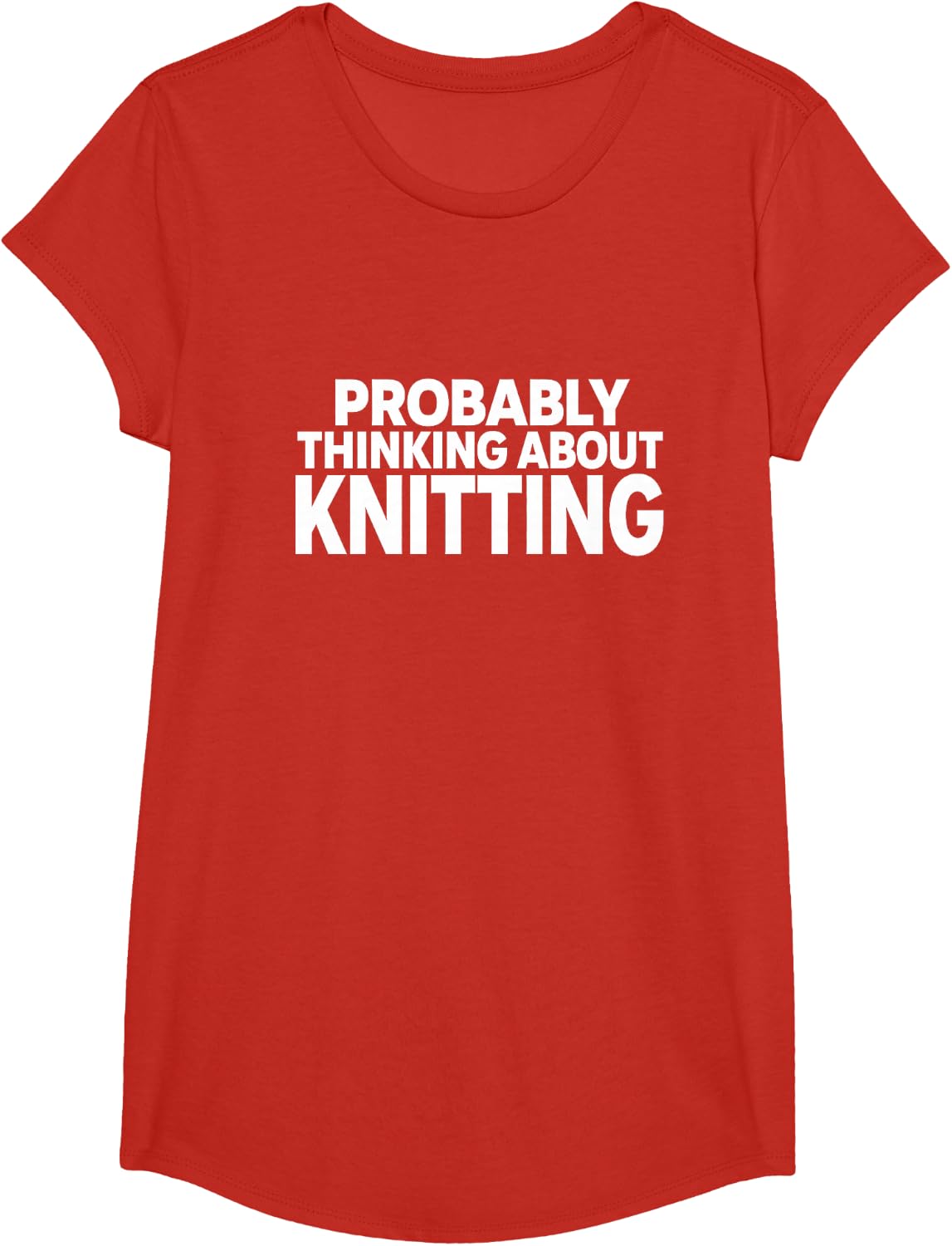 Probably Thinking About Knitting Funny Knitter Yarn Crafter T-Shirt - Girls Red